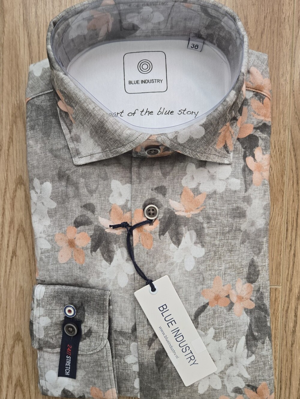 🆕️"Army" Stretch Floral Shirt Premium European Menswear by "BLUE INDUSTRY" NWT